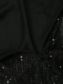 Strapless Bow Tie Back Sequin Maxi Dress