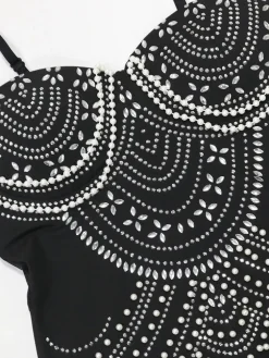 Strappy Rhinestone Mesh Maxi Dress