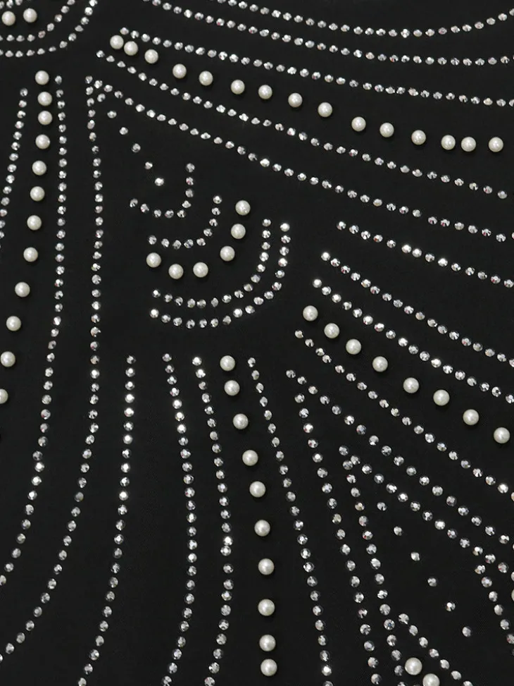 Strappy Rhinestone Mesh Maxi Dress