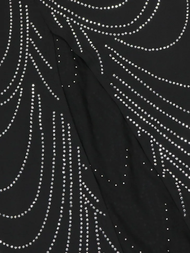 Strappy Rhinestone Mesh Maxi Dress