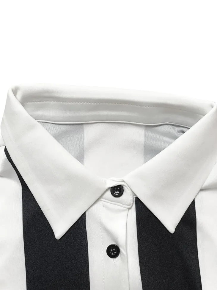 Striped Polo Crop Top Shorts Set
