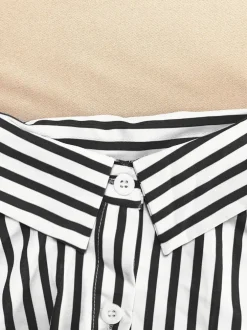 Striped Shirt Shorts Set