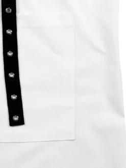 Studded Trim Oversized Shirt Midi Dress