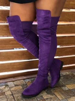 Suede Over-the-Knee Flat Riding Boots