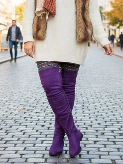 Suede Over-the-Knee Flat Riding Boots
