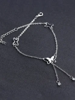 Sweet Butterfly Tassel Rhinestone Anklets