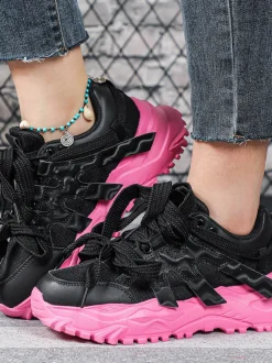 Thick Sole Breathable Mesh Lace-Up Sneakers