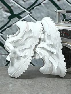Thick Sole Breathable Mesh Lace-Up Sneakers