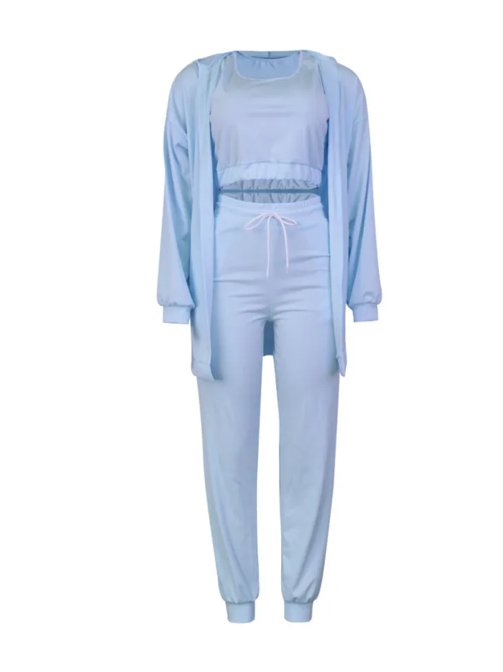 Three Piece Crop Top Jacket Jogger Set