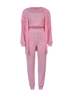 Three Piece Crop Top Jacket Jogger Set