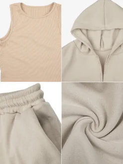 Three Pieces Vest and Hoodie and Pants Set