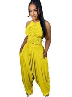 Two Piece Backless Crop Top Bloomers