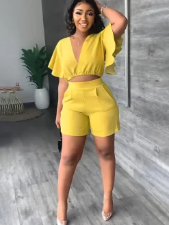 Two Piece Crop Top shorts Set