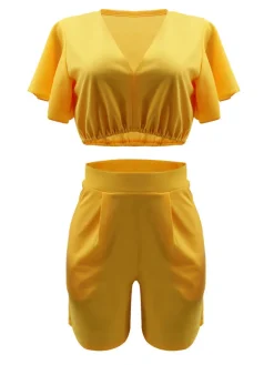 Two Piece Crop Top shorts Set