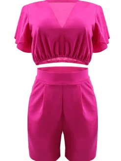 Two Piece Crop Top shorts Set