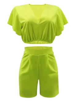 Two Piece Crop Top shorts Set