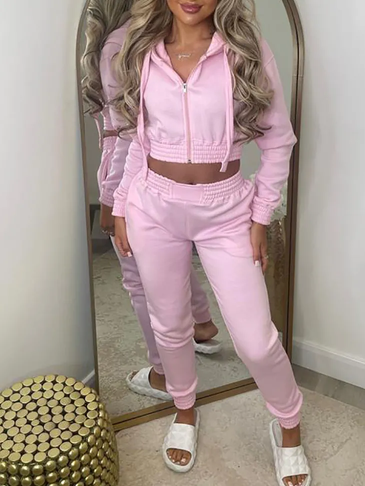 Two Piece Fleece Lined Hoodie Sweatshirt Pants Set