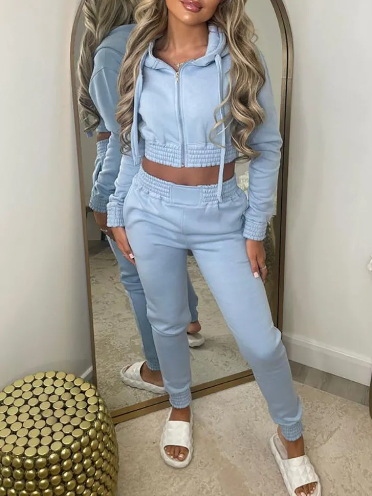 Two Piece Fleece Lined Hoodie Sweatshirt Pants Set
