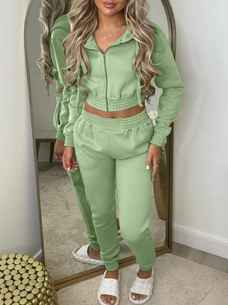 Two Piece Fleece Lined Hoodie Sweatshirt Pants Set