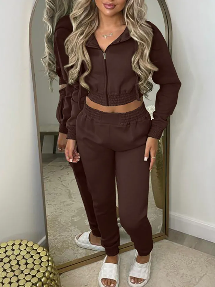 Two Piece Fleece Lined Hoodie Sweatshirt Pants Set