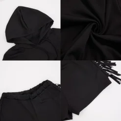 Two Piece Fringe Hooded Shorts Set