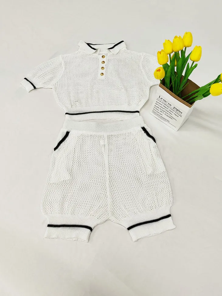 Two Piece Hollow Out Crop Top Shorts
