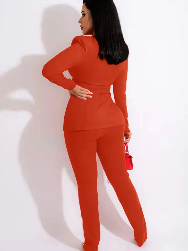 Two Piece Long Sleeve Blazer Pants Outfits