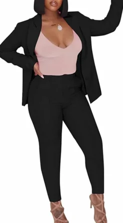Two Piece Long Sleeve Blazer Pants Set