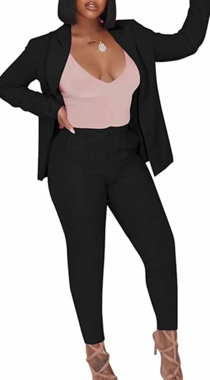 Two Piece Long Sleeve Blazer Pants Set