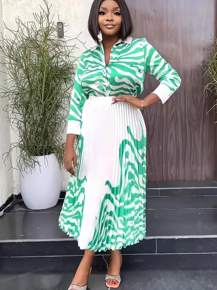 Two Piece Long Sleeve Zebra Print Skirt Suit