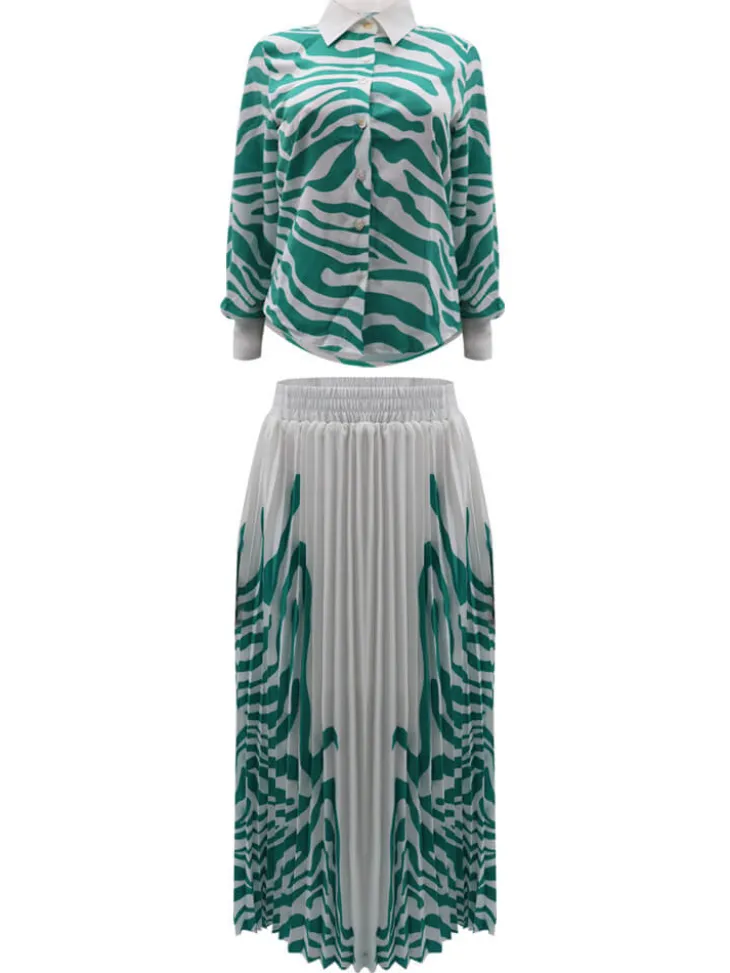 Two Piece Long Sleeve Zebra Print Skirt Suit