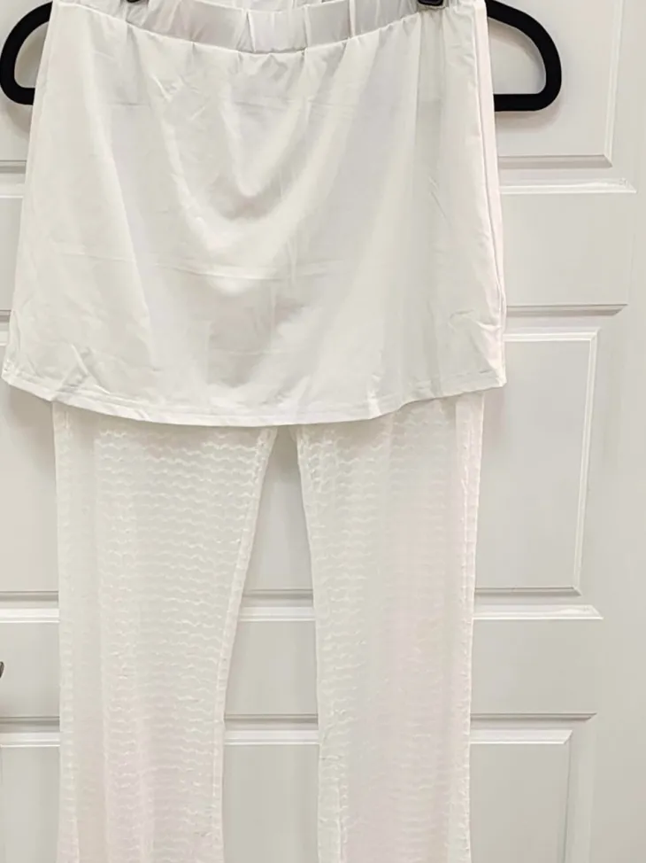 Two Piece Mesh Lace Tube Top Pants Sets