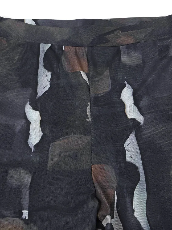 Two Piece Mesh Print Shirt Pants Set