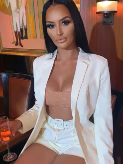 Two Piece Office Long Sleeve Solid Pant Suit