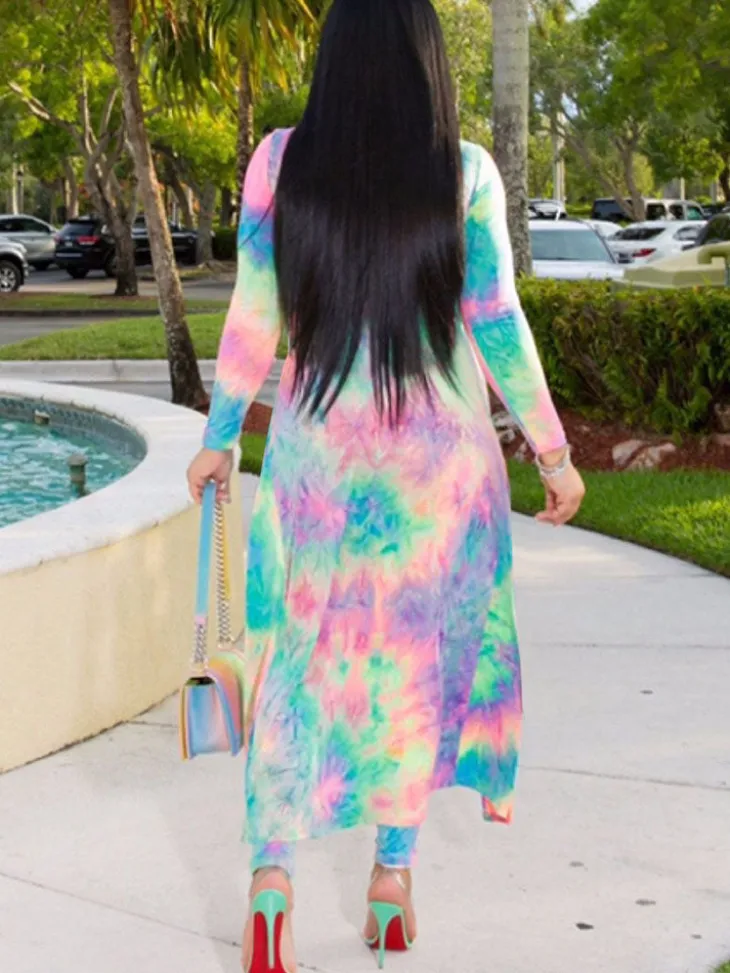 Two Piece Open Front Cardigan Skinny Pants Suit