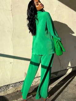 Two Piece Pleated Long Sleeve u0026 Long Pants