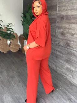 Two Piece Short Sleeve Hoodies Split Pants