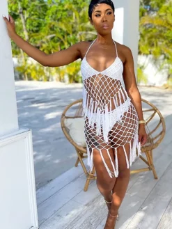 Two Piece Tassels Cover Up Swimsuit