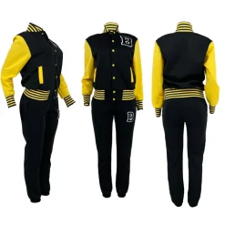 Two-Piece Letter Print Color Block Baseball Set