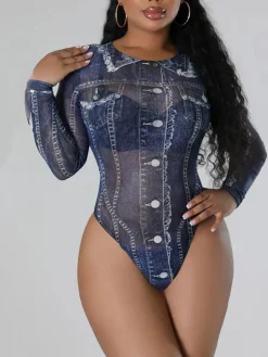 Two-Piece Printed Mesh Top Skirt Set