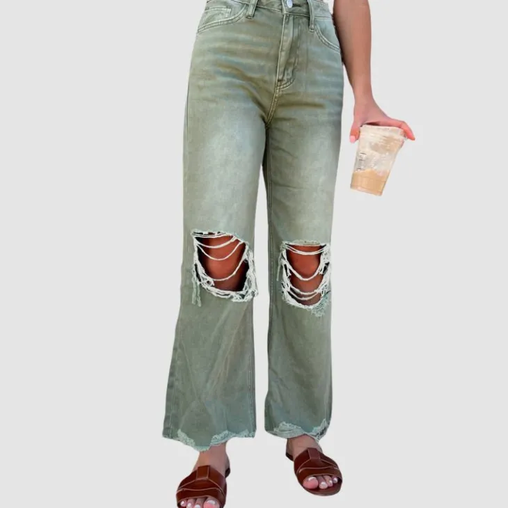 Wash Ripped Bootscut Jeans