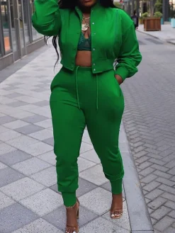 Zipper Hollow Out Jogging Sets