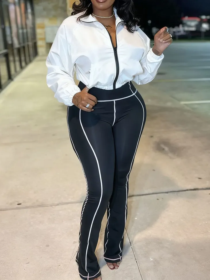 Zip-Up Cropped Jacket Leggings Set
